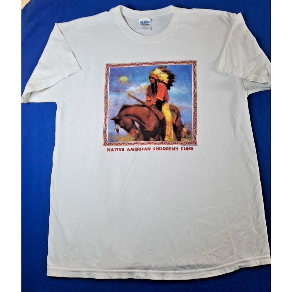 Native American Children Fund 2010 Indian Horseman T-Shirt Men's Size Large